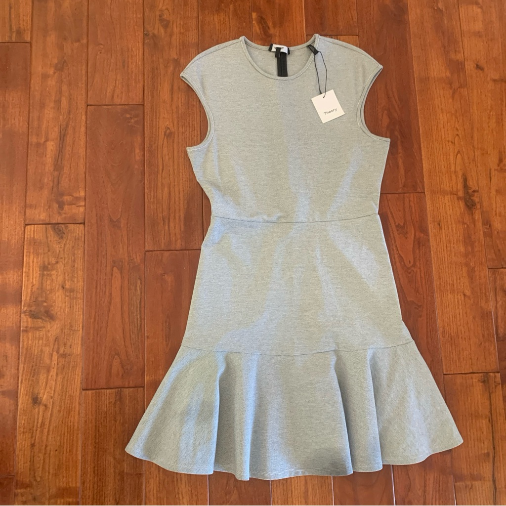 New Theory Essential Flare Dress Size 12 Fixture Ponte Microstripe Graduation